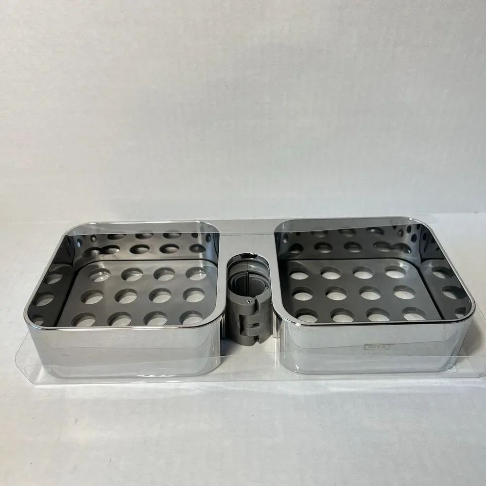 IKEA BROGRUND shower shelf 9.75x1.50x4.5” chrome-plated 903.285.26 Open Box